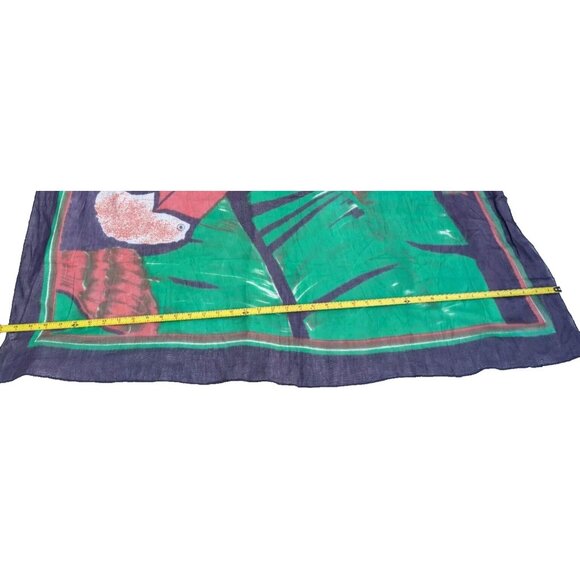 XL Toucan Palm Tree Sheer Scarf 48.5" X 68.5"  Designer Style Tropical READ FLAW - Picture 7 of 16